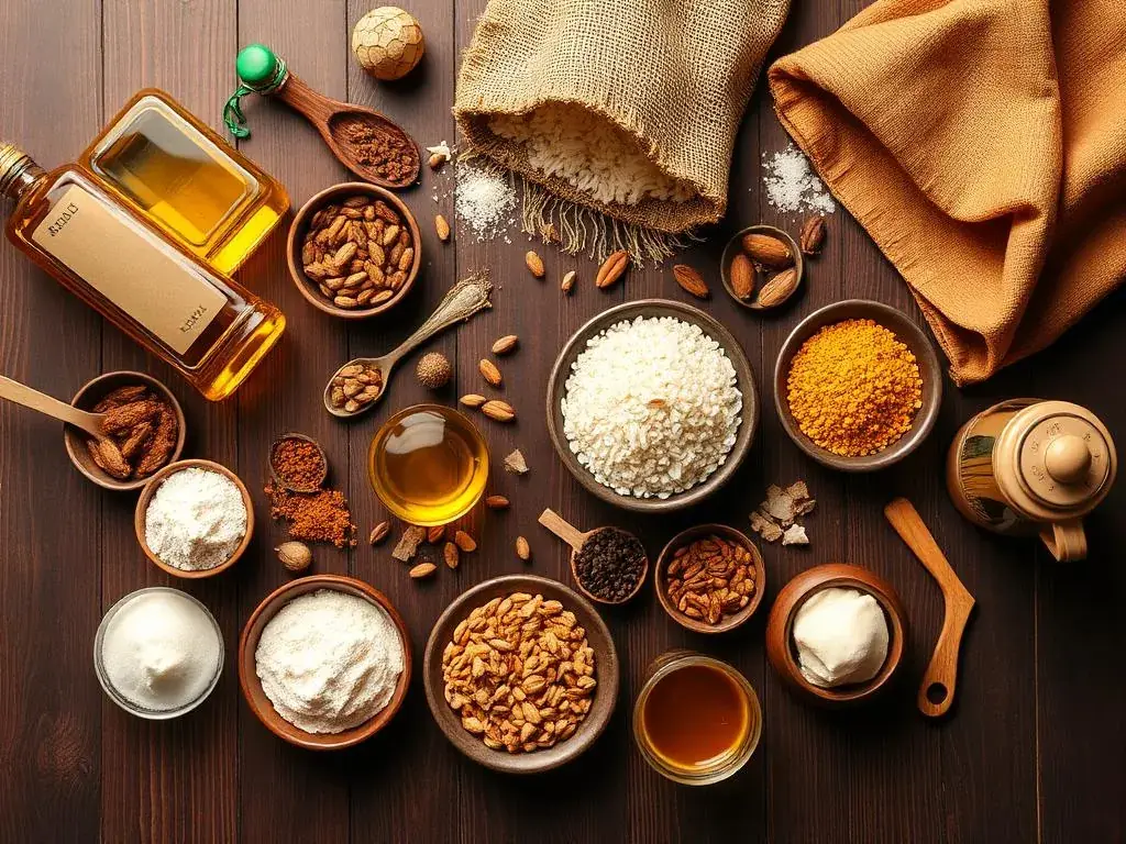 Indian grocery items export — basmati rice, ground spices, cooking oils, nuts and pure ghee supplied by FONS International